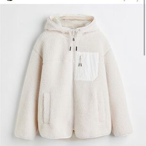 H&M Natural White Oversized Teddy Bear Jacket